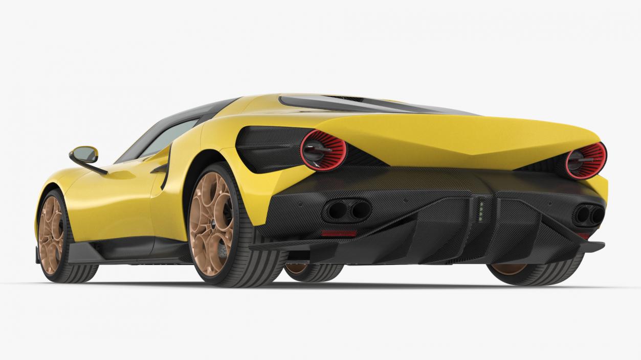 3D Luxury Sports Coupe Concept Yellow 2