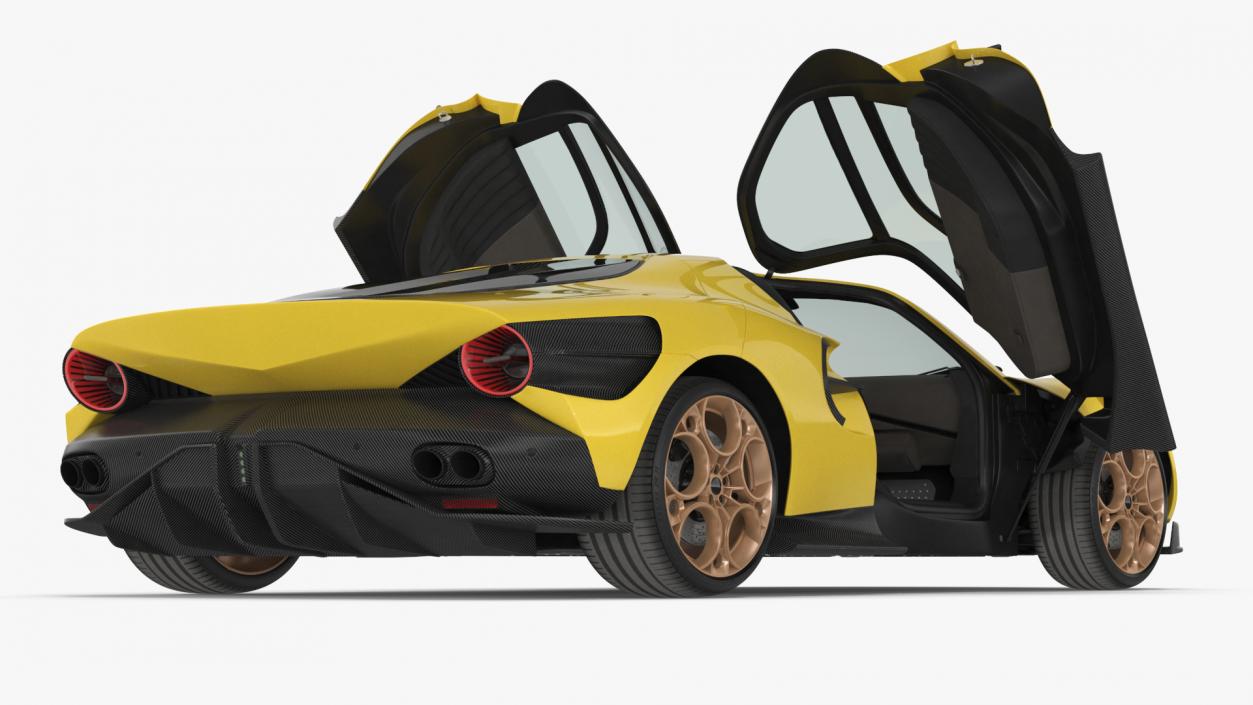 3D Luxury Sports Coupe Concept Yellow 2