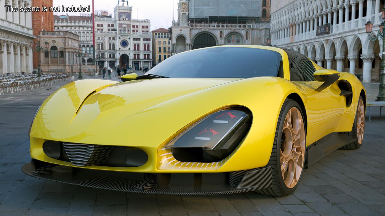 3D Luxury Sports Coupe Concept Yellow 2