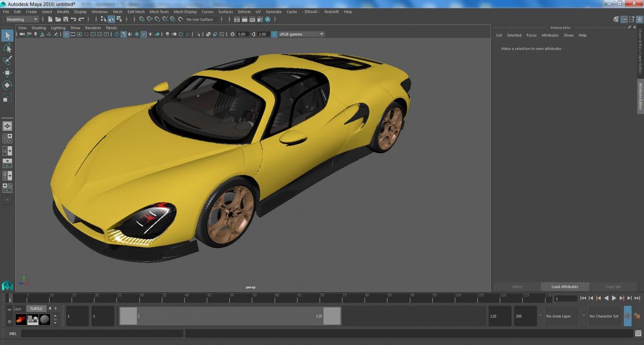 3D Luxury Sports Coupe Concept Yellow 2