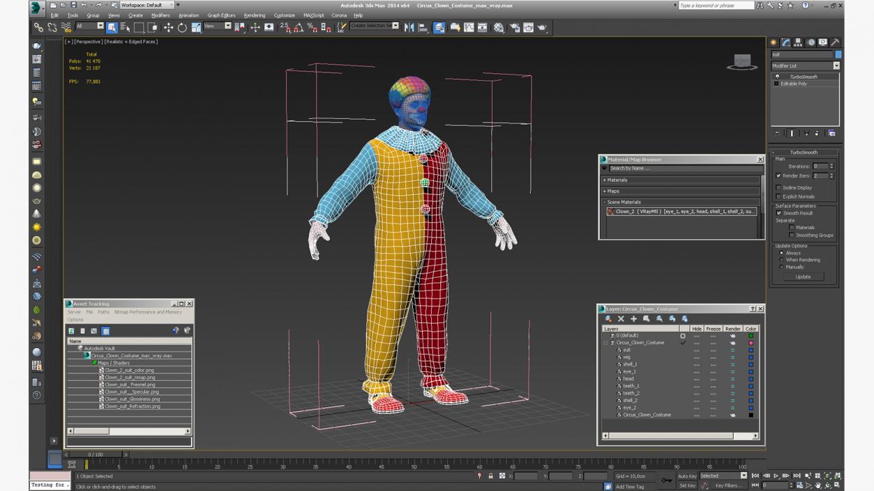 3D model Circus Clown Costume