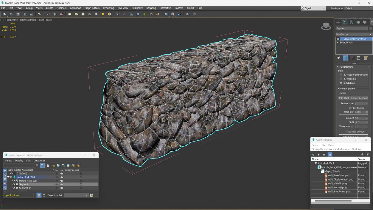 3D Marble Rock Wall