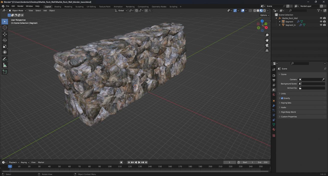 3D Marble Rock Wall