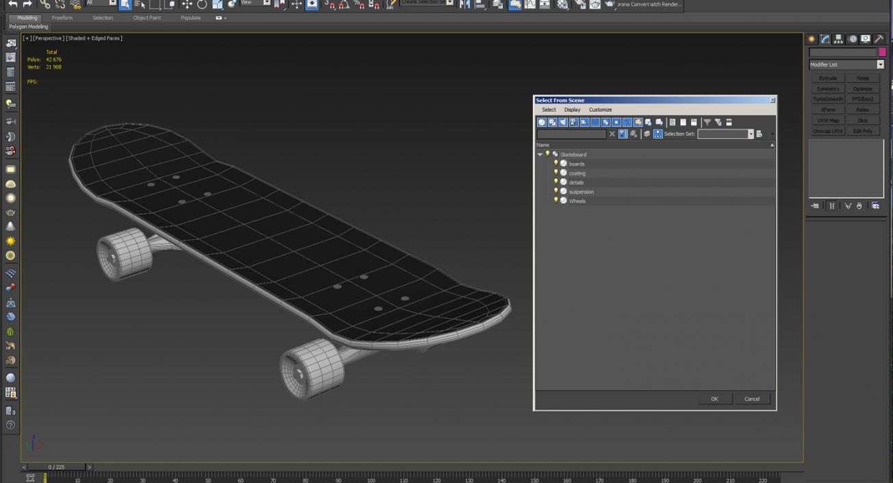 Classic Shape Skateboard 3D model