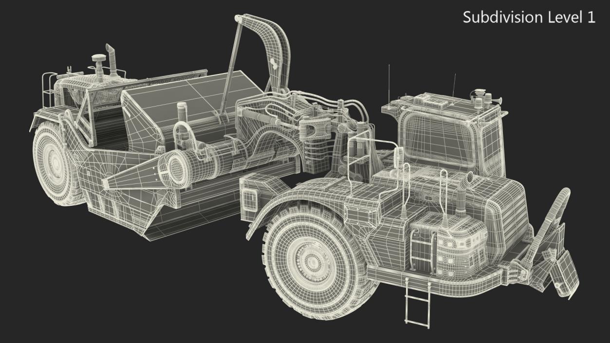 3D model Wheeled Tractor Scraper Dirt Rigged