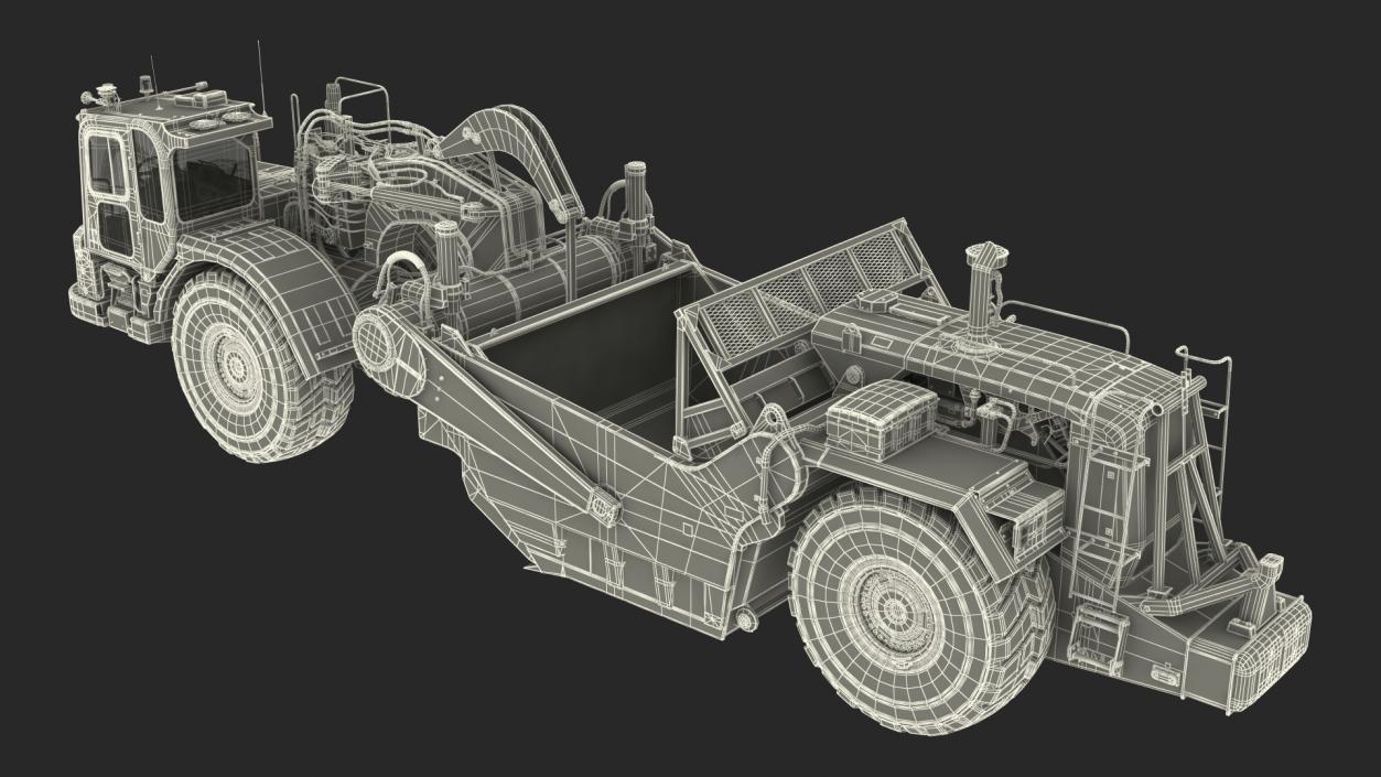 3D model Wheeled Tractor Scraper Dirt Rigged