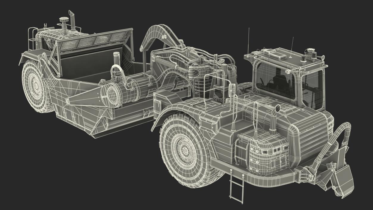 3D model Wheeled Tractor Scraper Dirt Rigged