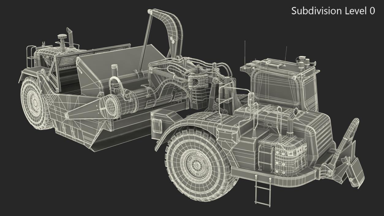 3D model Wheeled Tractor Scraper Dirt Rigged