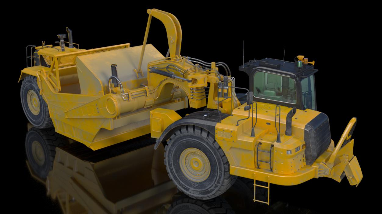 3D model Wheeled Tractor Scraper Dirt Rigged