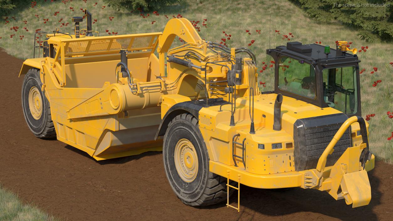 3D model Wheeled Tractor Scraper Dirt Rigged