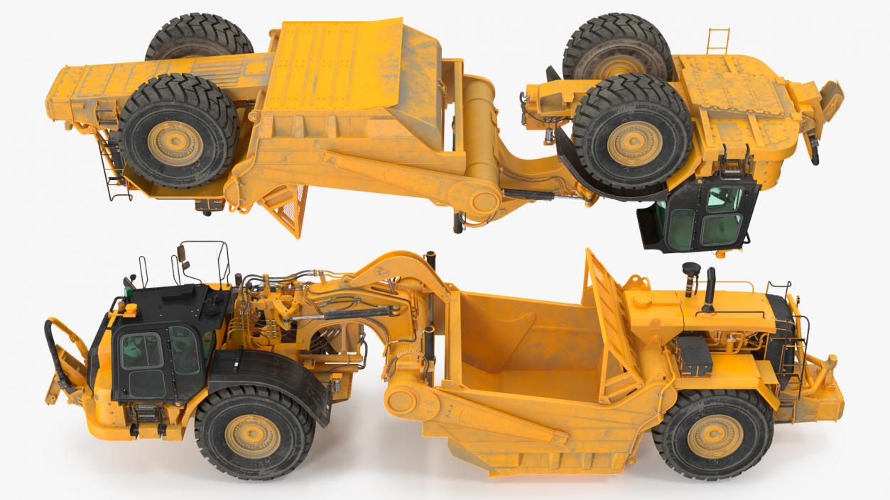 3D model Wheeled Tractor Scraper Dirt Rigged