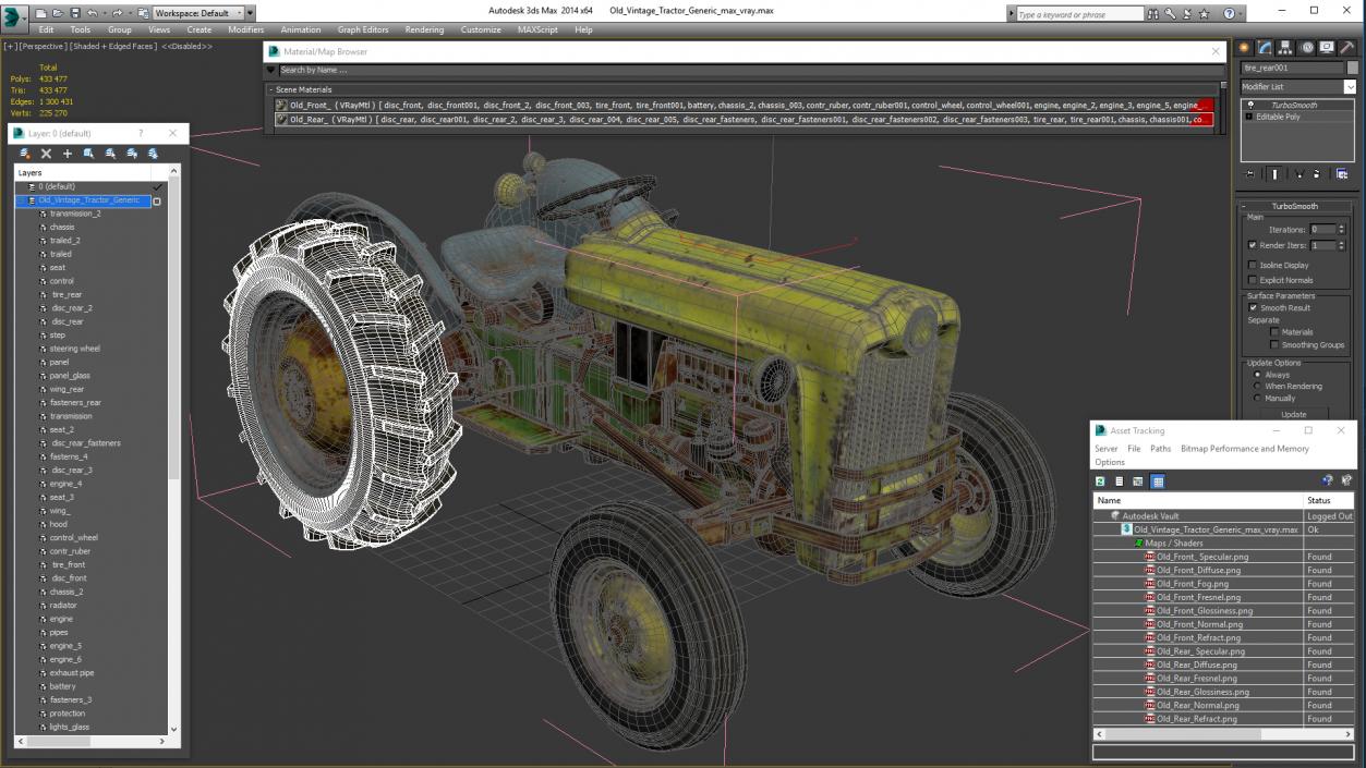 Old Vintage Tractor 3D model