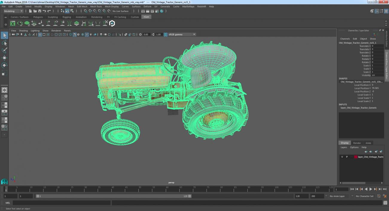 Old Vintage Tractor 3D model