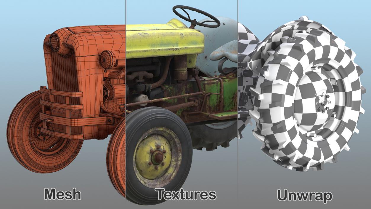 Old Vintage Tractor 3D model