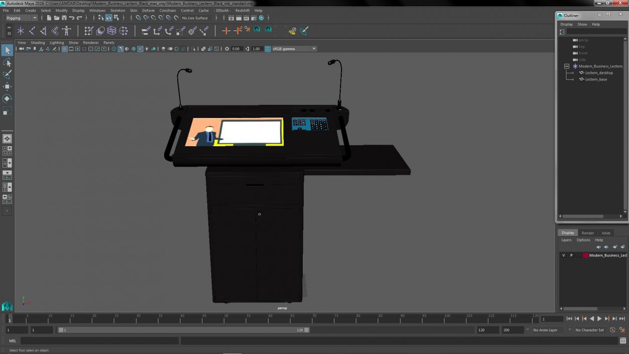 Modern Business Lectern Black 3D model