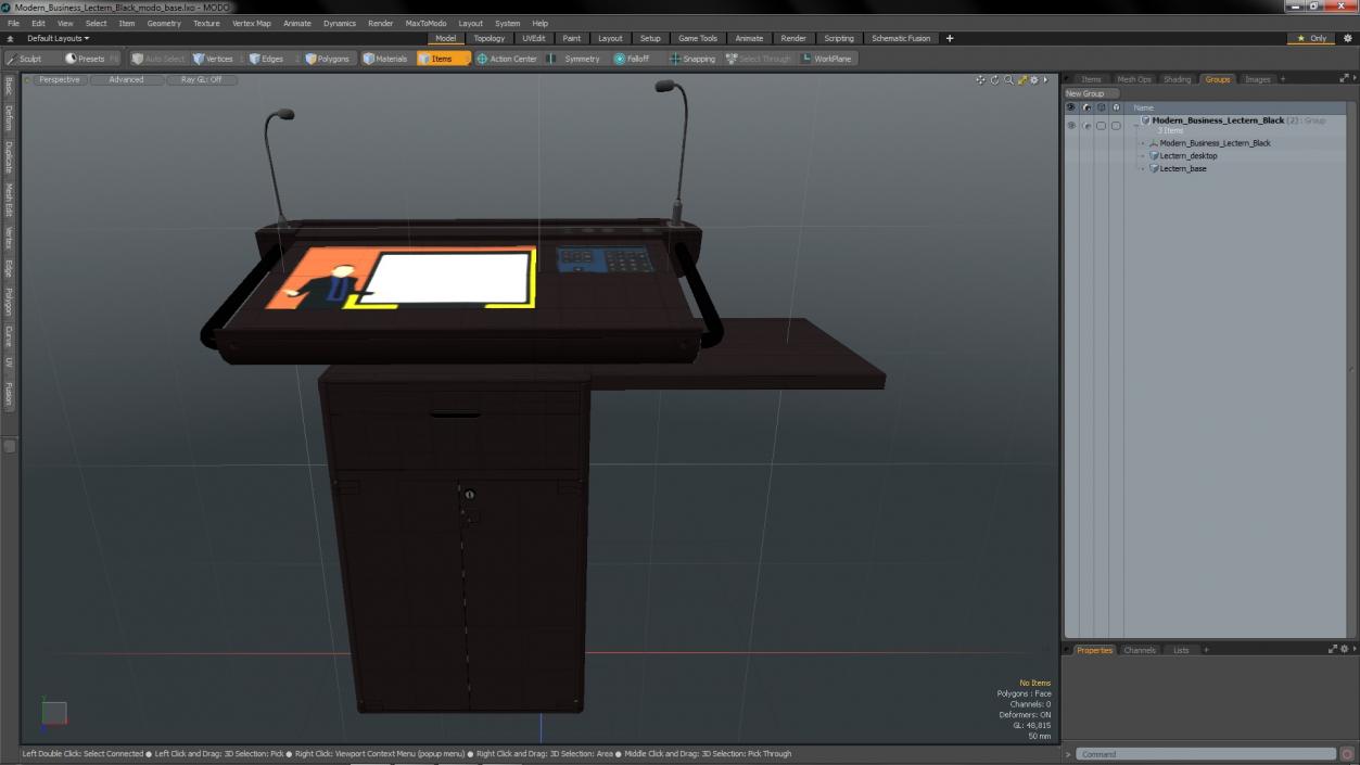 Modern Business Lectern Black 3D model