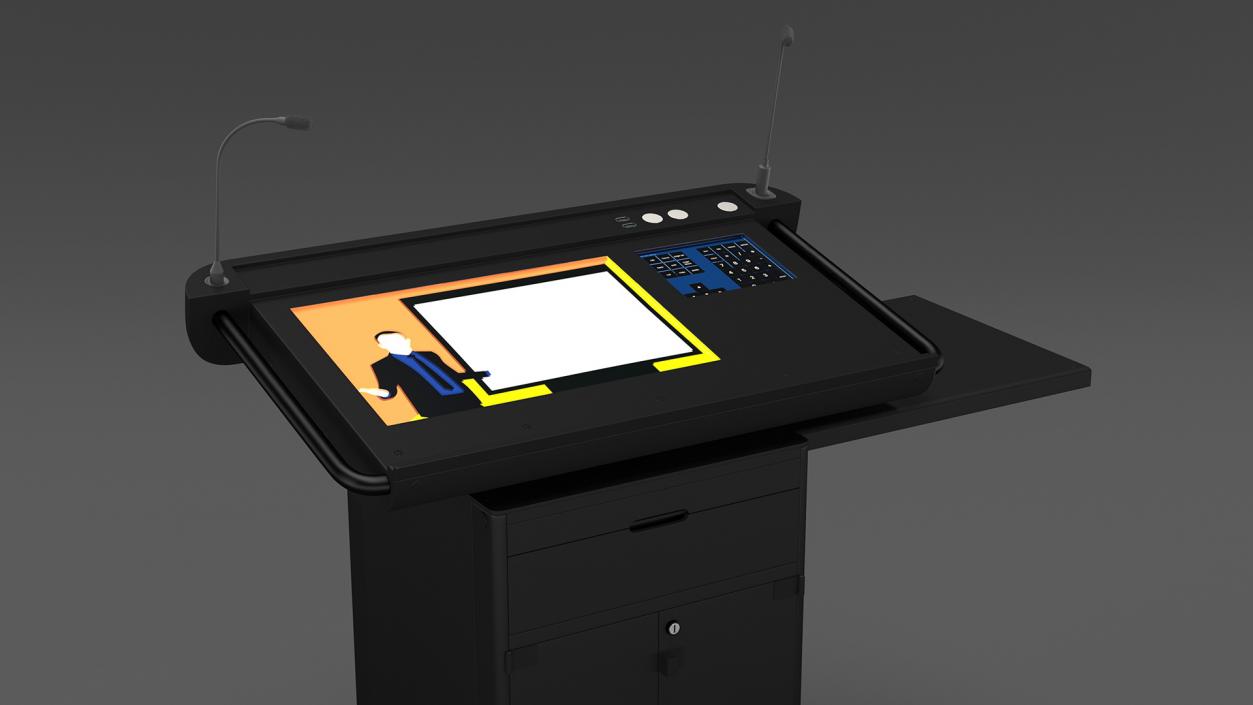 Modern Business Lectern Black 3D model