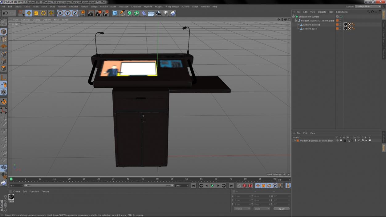 Modern Business Lectern Black 3D model