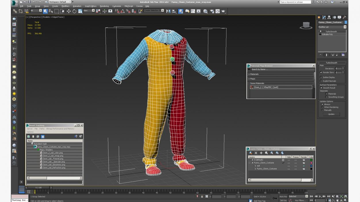 Funny Clown Costume 3D model