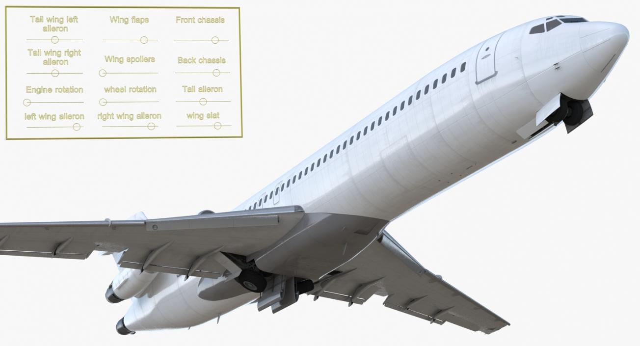 Boeing 727-200 Generic Rigged 3D model