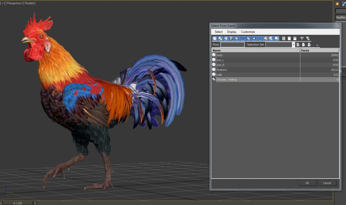 3D model Rooster Walking