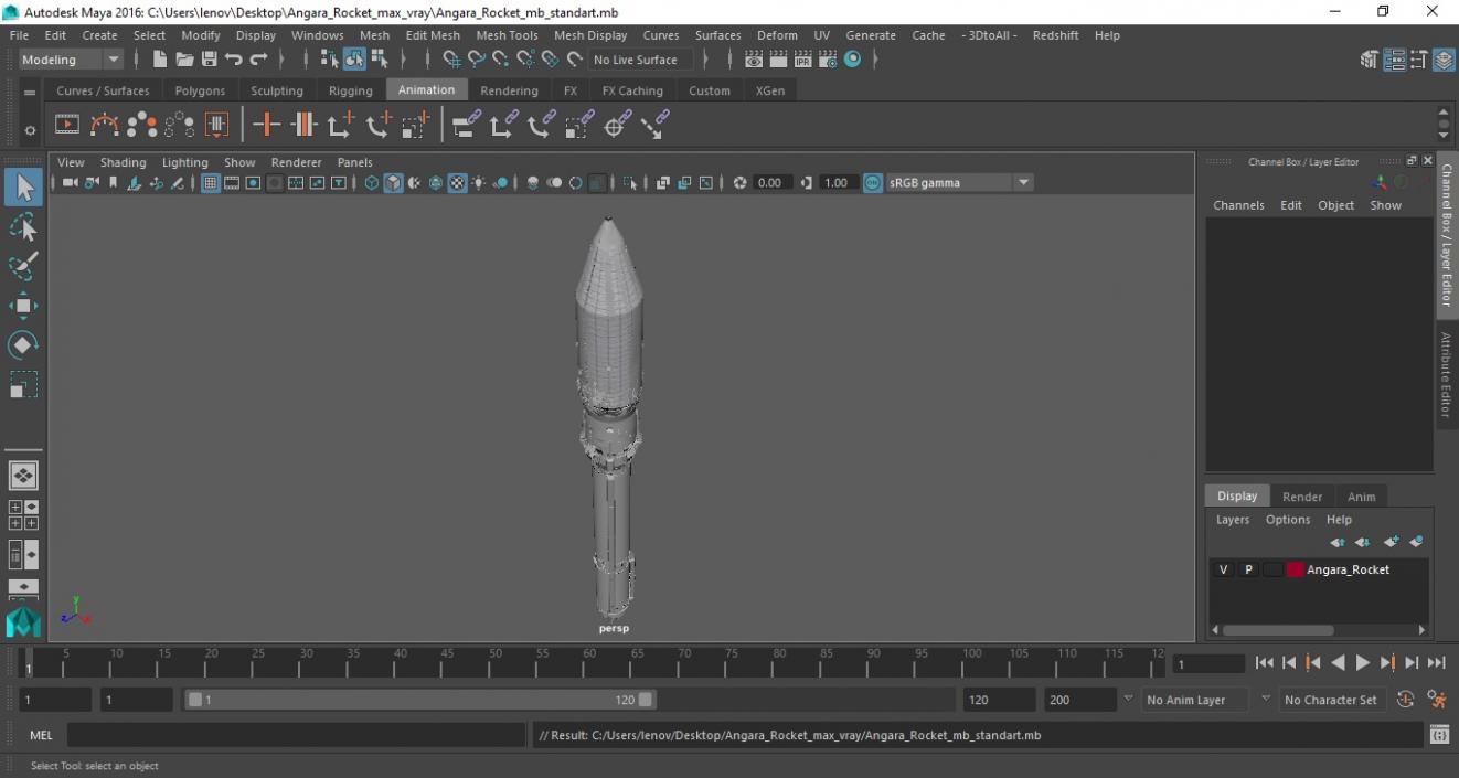 3D Angara Rocket model