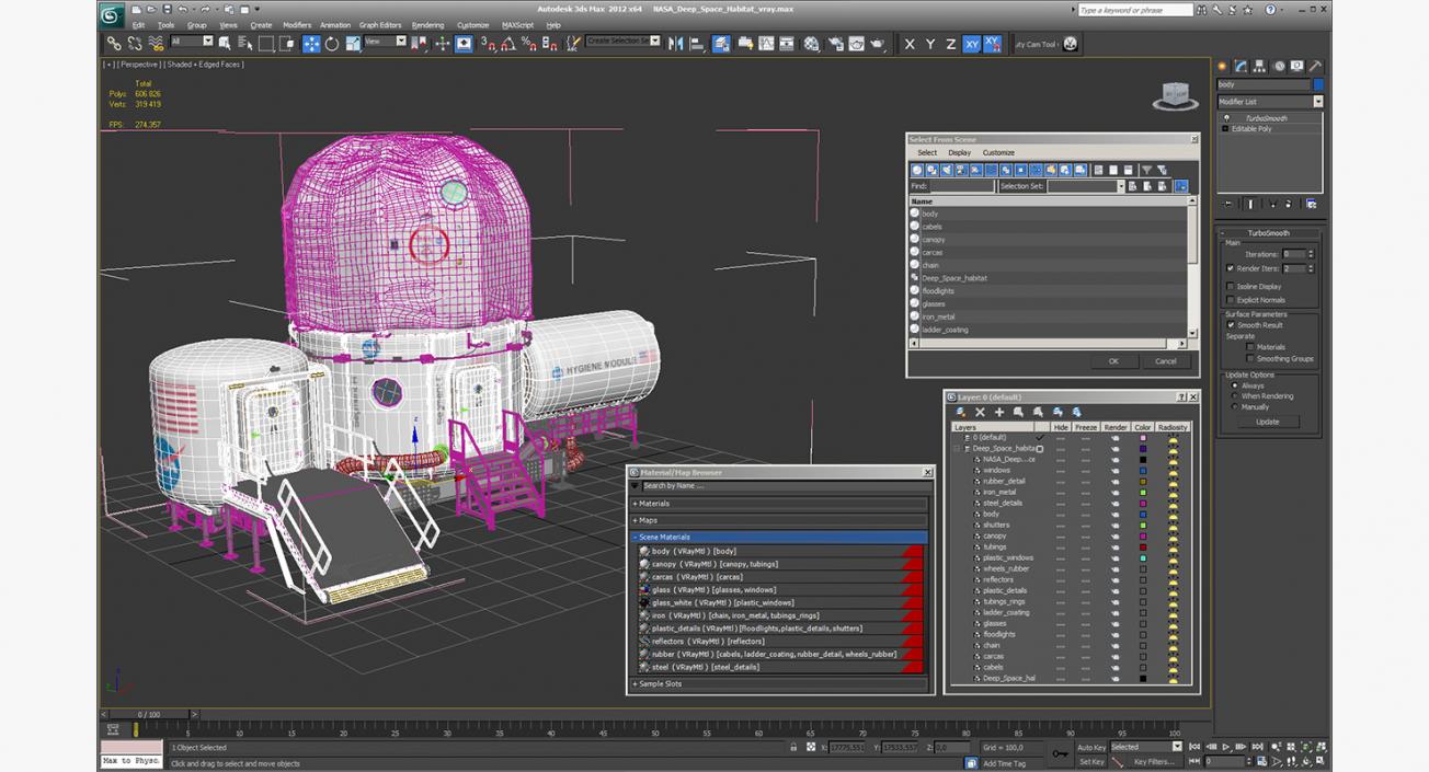 3D NASA Deep Space Habitat model