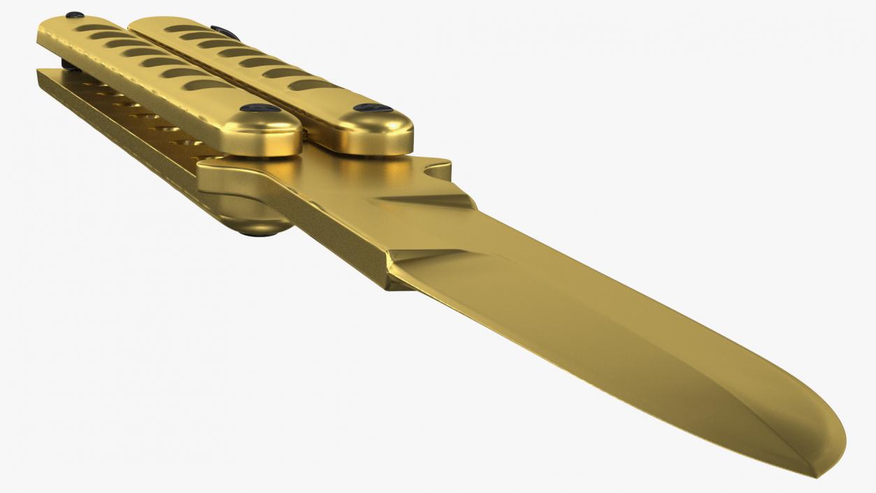 Balisong Butterfly Knife Gold 3D model