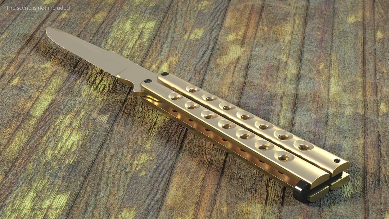 Balisong Butterfly Knife Gold 3D model