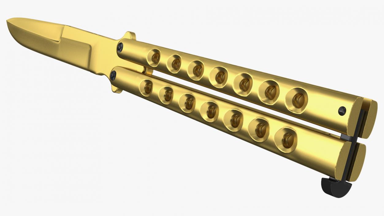 Balisong Butterfly Knife Gold 3D model