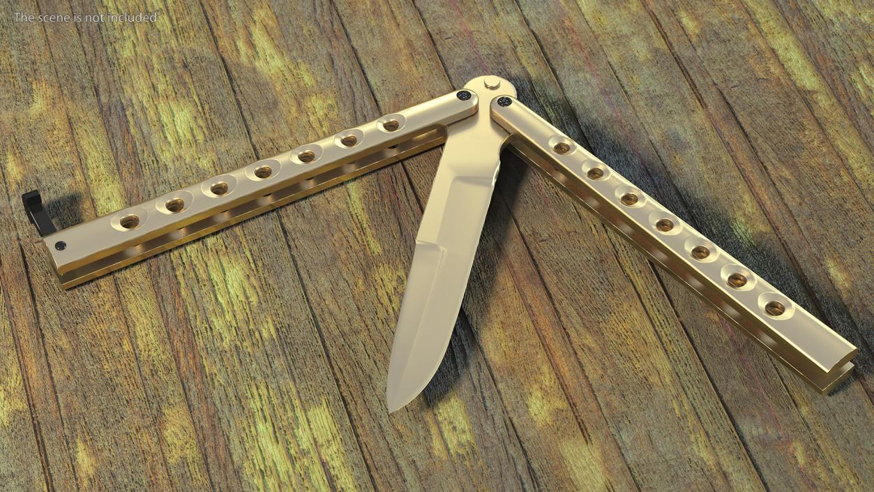 Balisong Butterfly Knife Gold 3D model