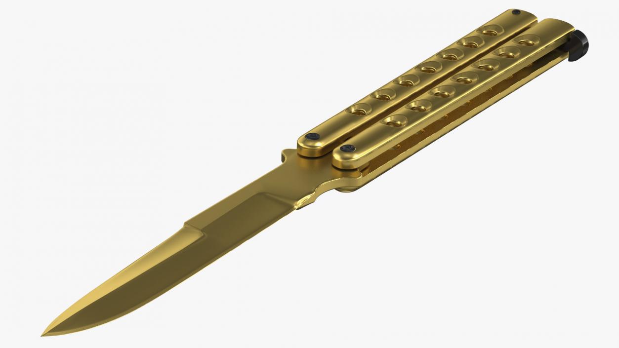 Balisong Butterfly Knife Gold 3D model