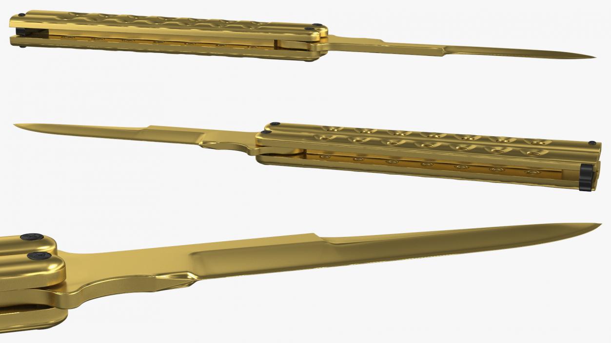 Balisong Butterfly Knife Gold 3D model