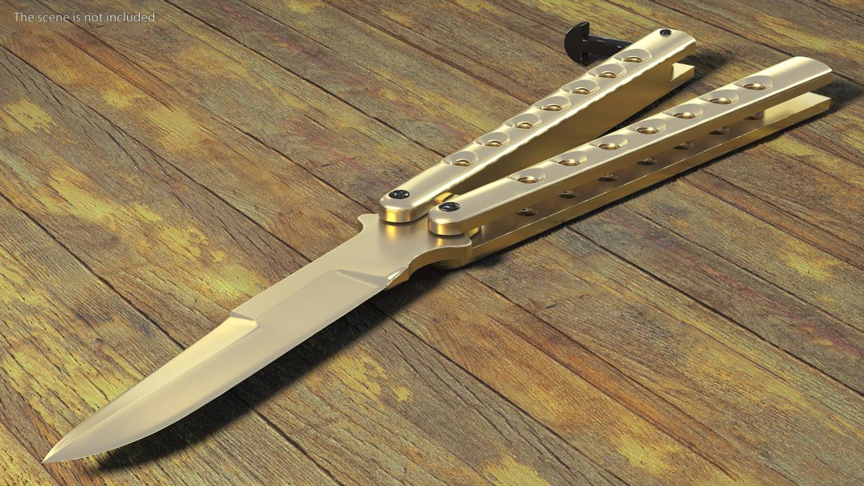 Balisong Butterfly Knife Gold 3D model