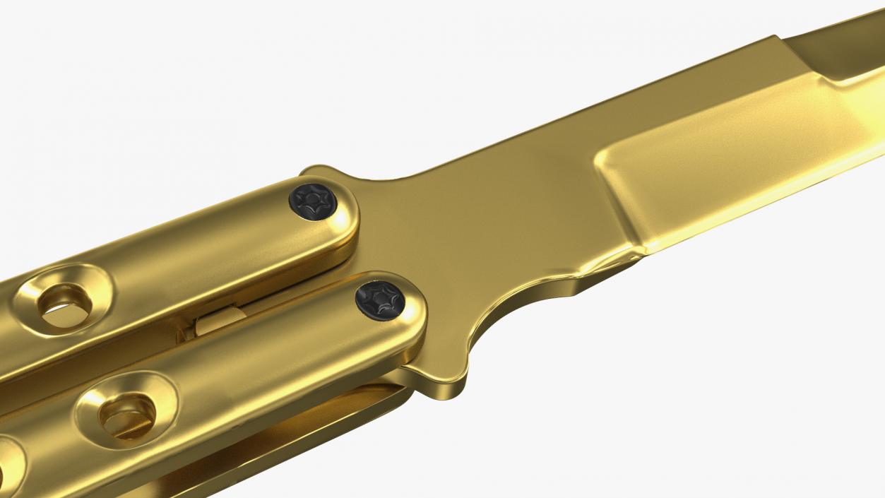 Balisong Butterfly Knife Gold 3D model