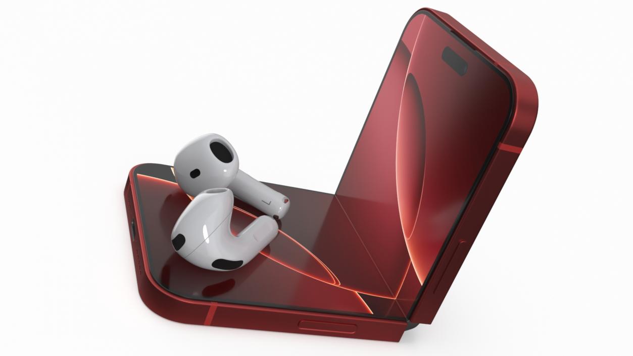 3D iPhone Flip with Two AirPods model