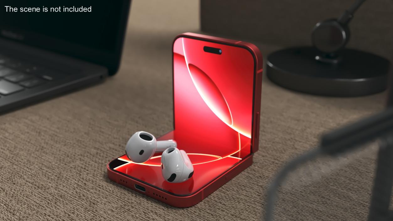 3D iPhone Flip with Two AirPods model