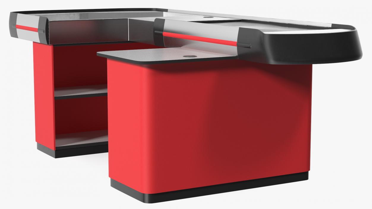 3D model Large Modern Checkout Counter Red Rigged