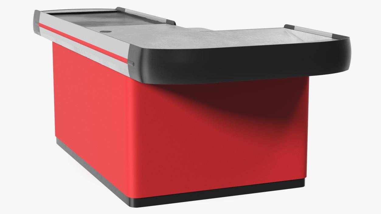 3D model Large Modern Checkout Counter Red Rigged