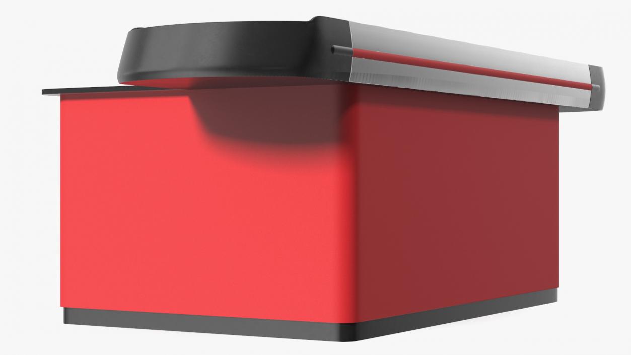 3D model Large Modern Checkout Counter Red Rigged