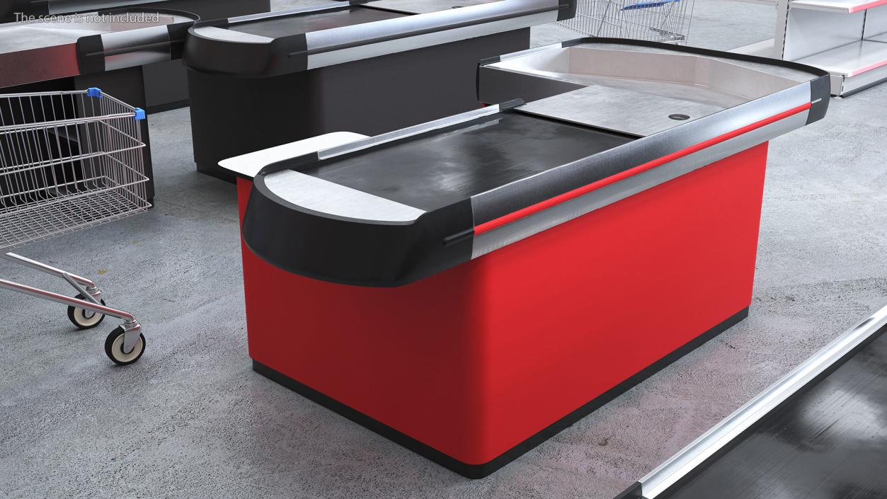 3D model Large Modern Checkout Counter Red Rigged