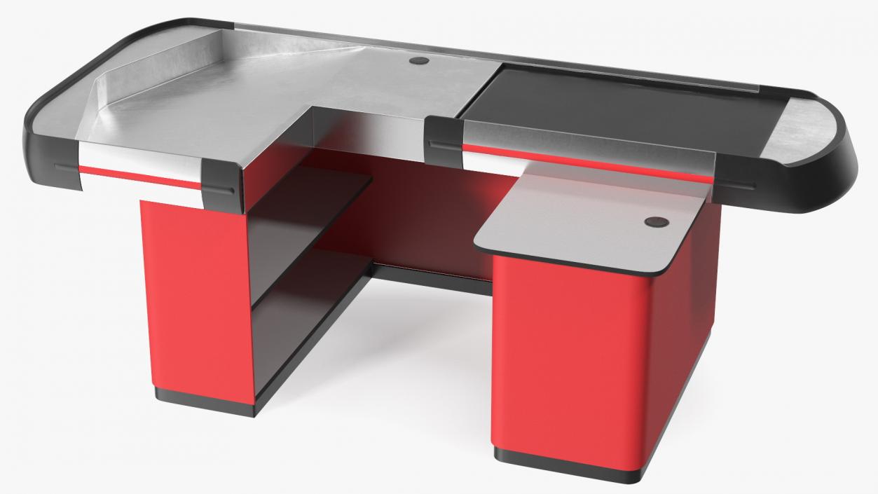 3D model Large Modern Checkout Counter Red Rigged