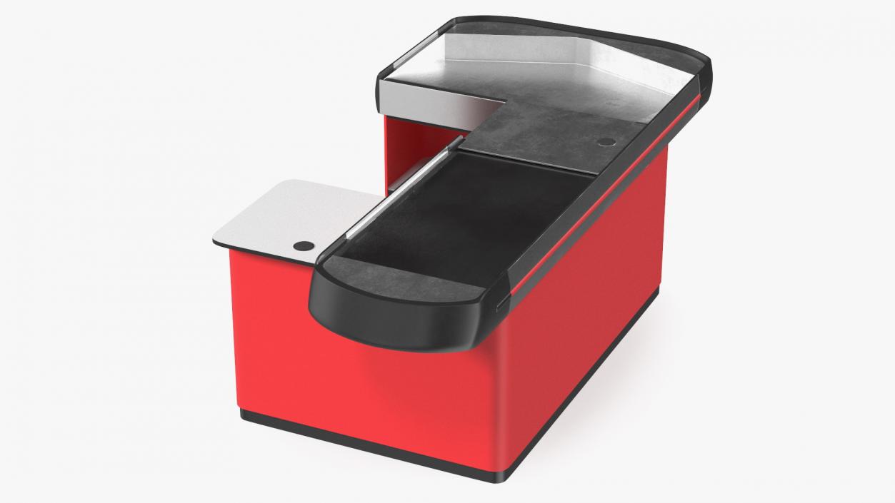 3D model Large Modern Checkout Counter Red Rigged