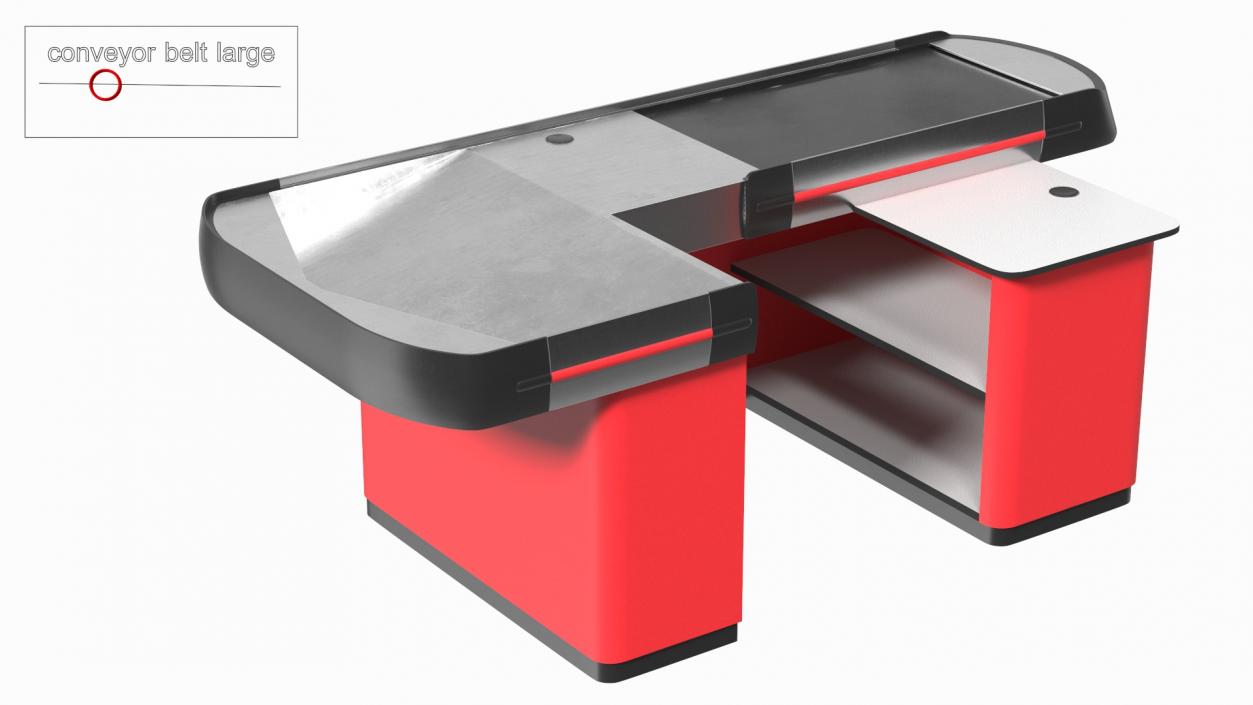 3D model Large Modern Checkout Counter Red Rigged