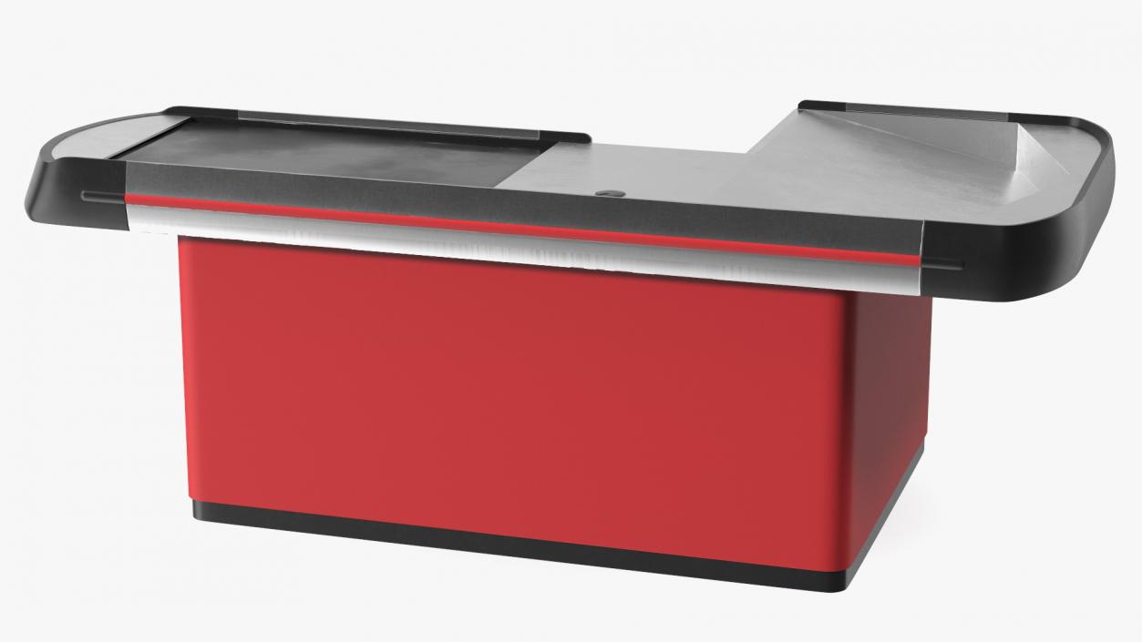 3D model Large Modern Checkout Counter Red Rigged