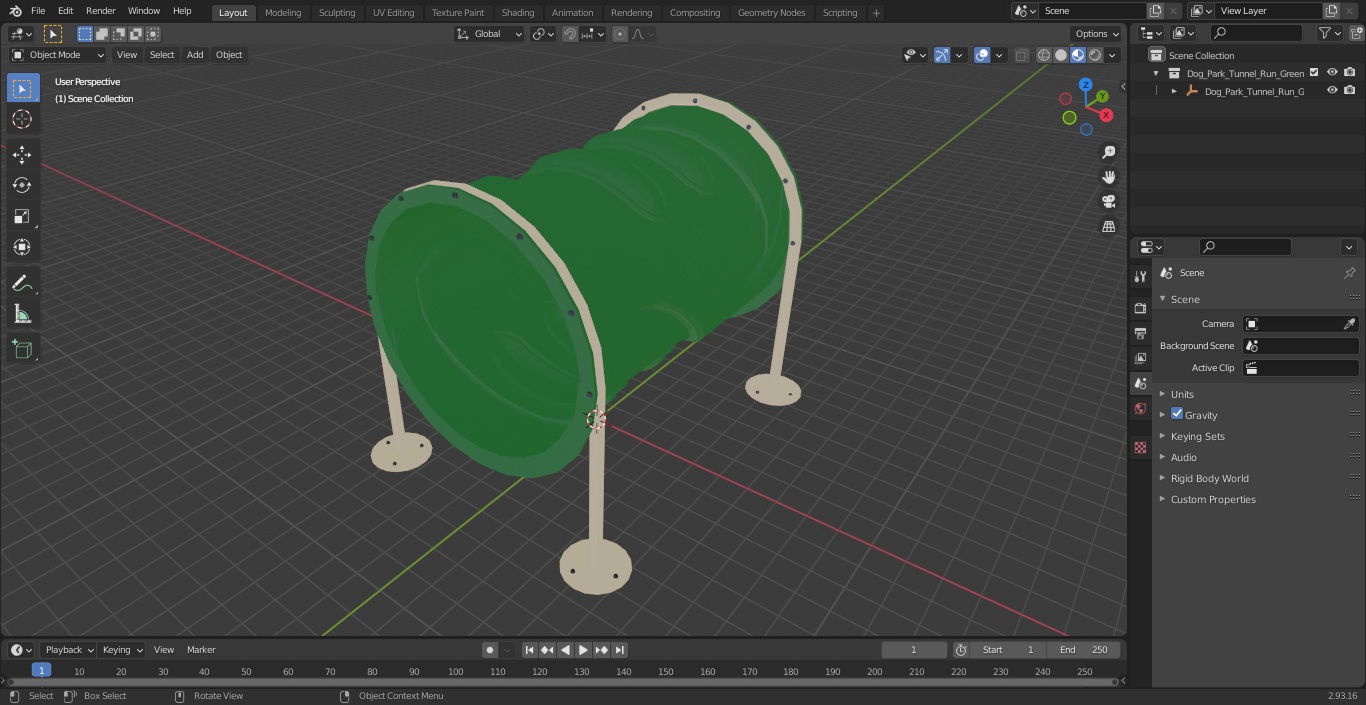 3D model Dog Park Tunnel Run Green