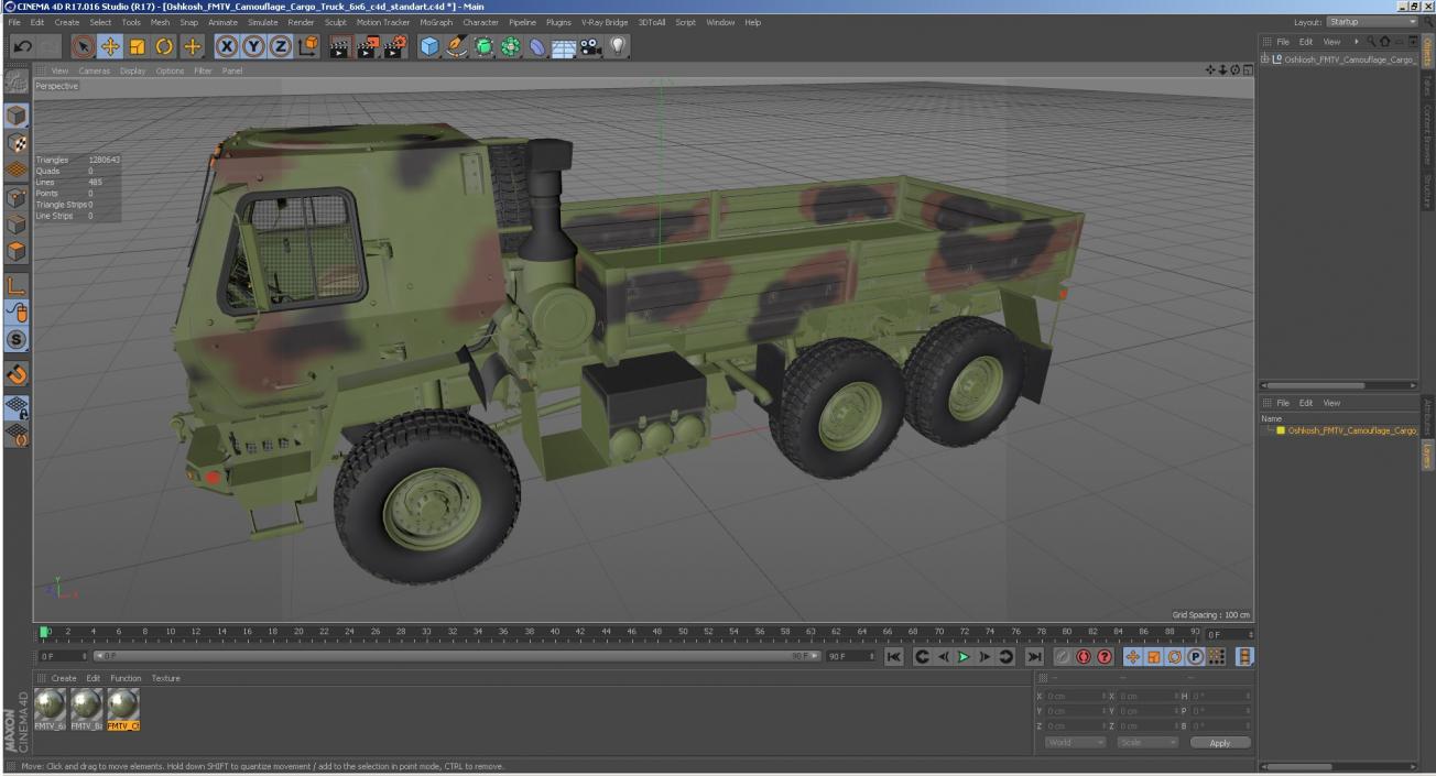 Oshkosh FMTV Camouflage Cargo Truck 6x6 3D model