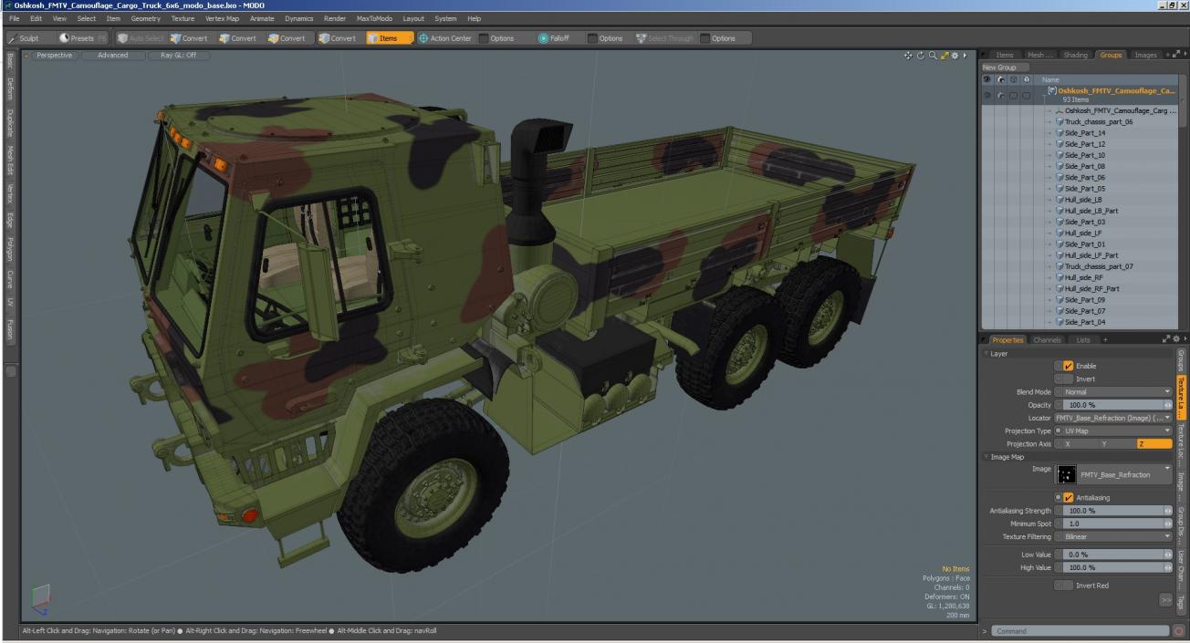 Oshkosh FMTV Camouflage Cargo Truck 6x6 3D model