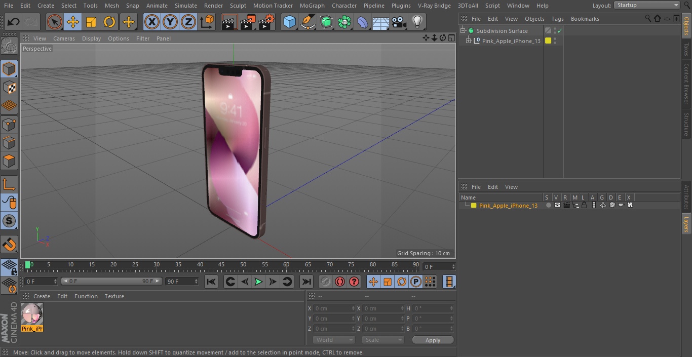 3D model Pink Apple iPhone 13