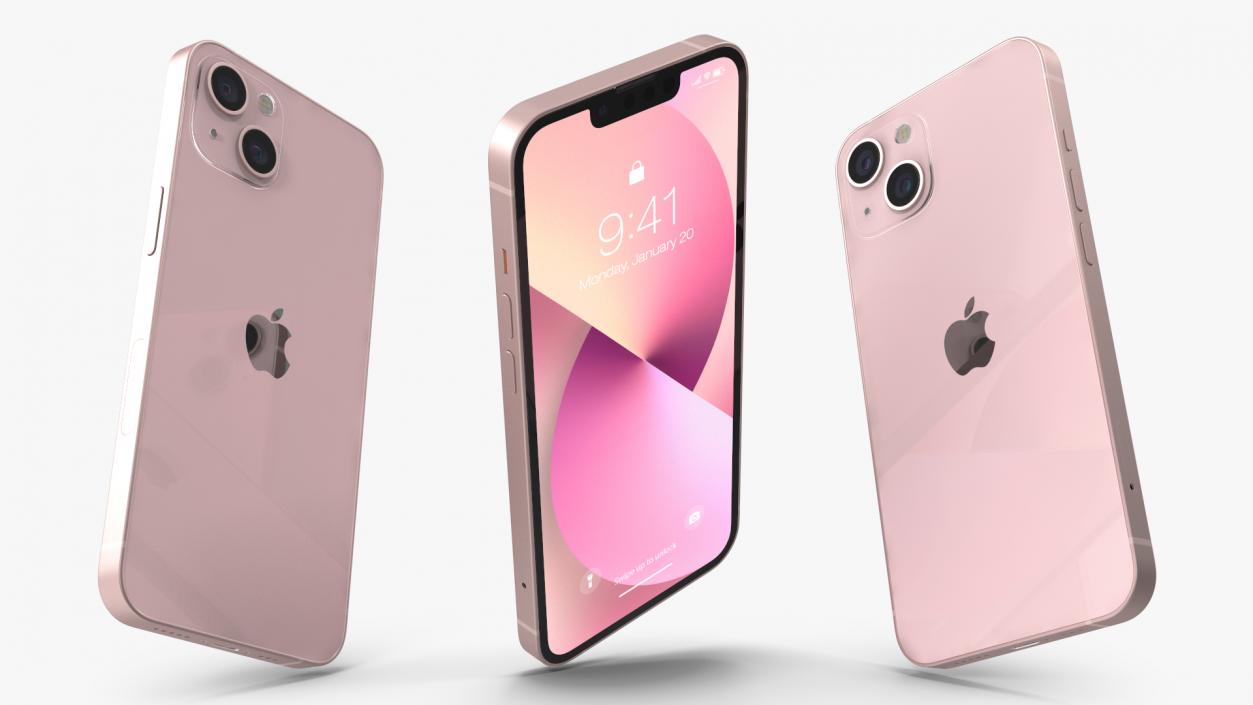 3D model Pink Apple iPhone 13